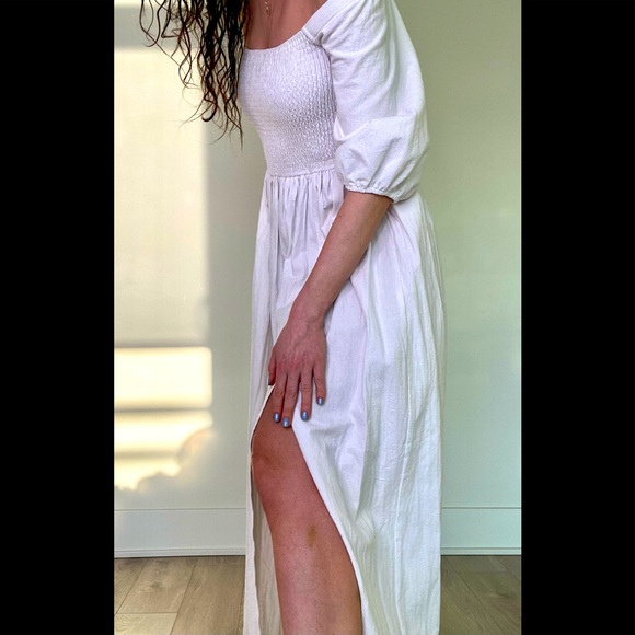 New Peasant milkmaid princess poet puff sleeve thick 100% cotton maxi dress. - Picture 12 of 14